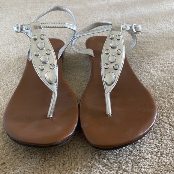 Strappy Silver Sandals with Gems, Size 5🦋 - Picture 2 of 6